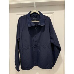 Eddie Bauer Pullover XL Men's 3/4 Zip Nylon Wind Breaker Navy Blue Pockets